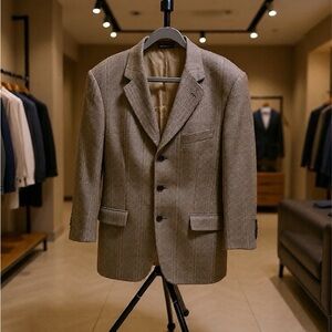 Calvin Klein Men's Size 40 Brown 3 Front Button Made In USA Wool Blend Blazer